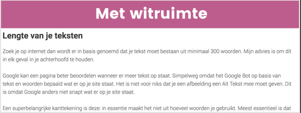 Tekst met witruimte