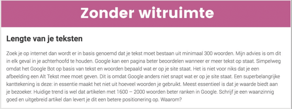 Tekst zonder witruimte